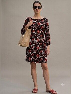 GAP Shift Summer Dress Cut-out Keyhole Side Pockets Size S / Floral
